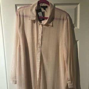 Pale pink long tunic blouse